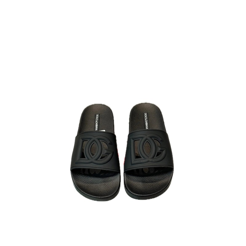 Dolce & Gabbana DG Embossed Casual-style Black Slippers
