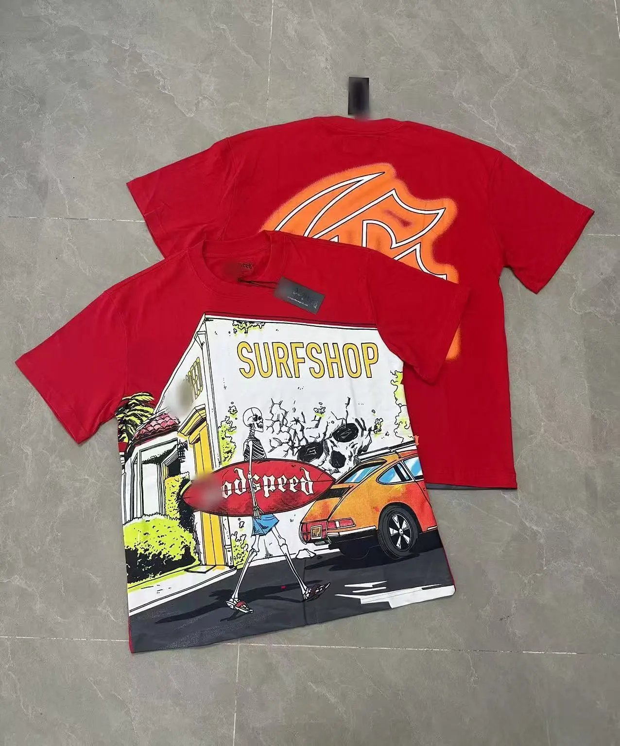 GOD Skull Surf Street Style Red T-Shirt