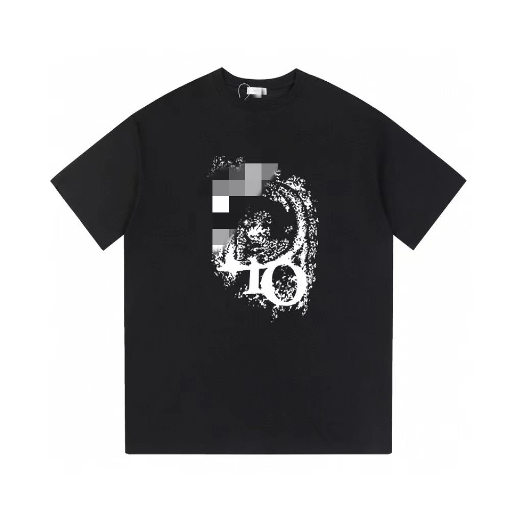 Dior Distressed Print Street Style Black T-Shirt
