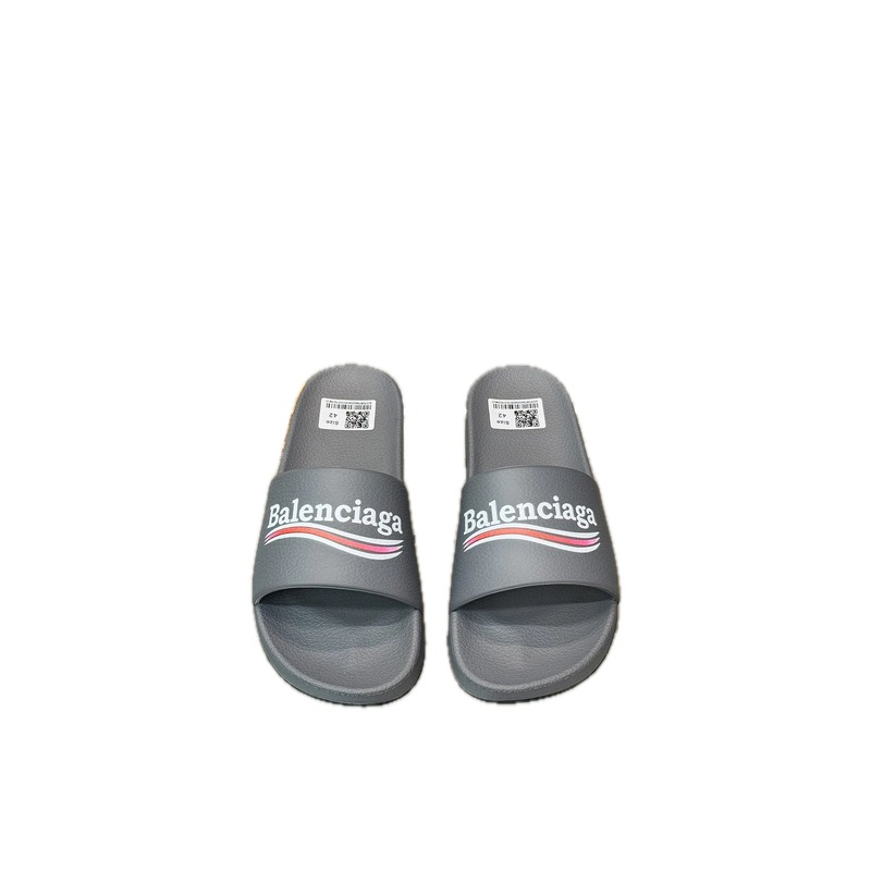Balenciaga Casual Color Stripe Gray Slide Slippers
