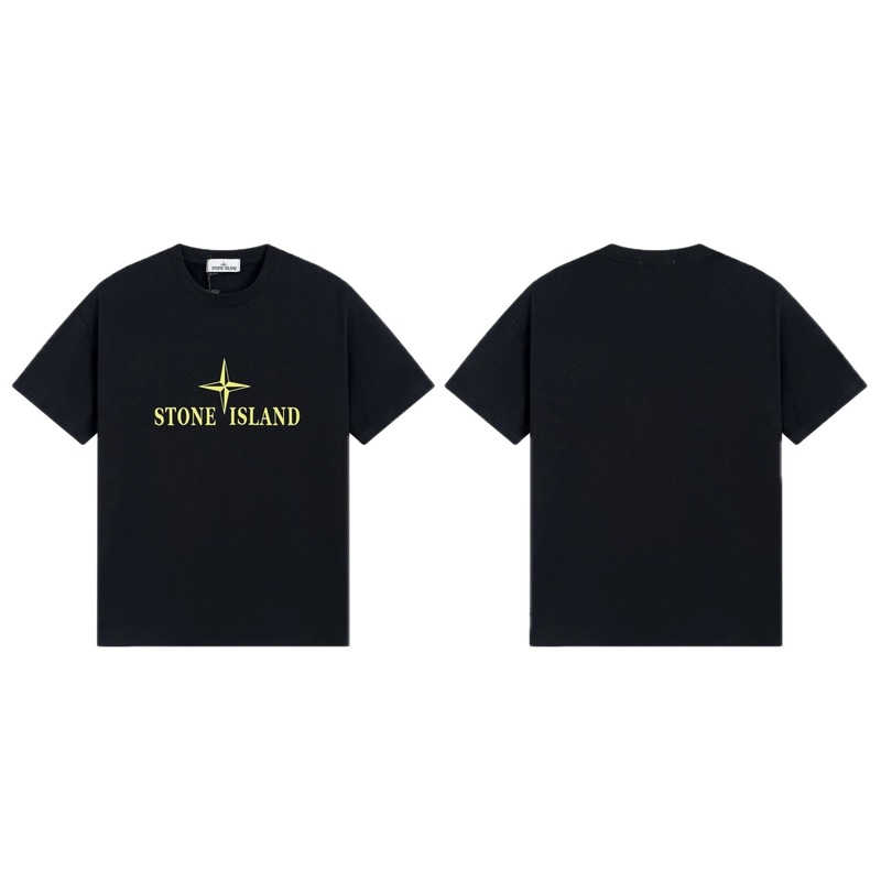 Stone Island Compass Print Street Style Black T-Shirt