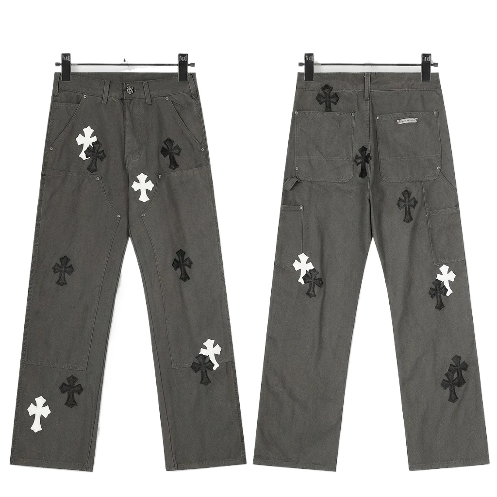 Chrome Hearts Cross Workwear Style Grey Pants