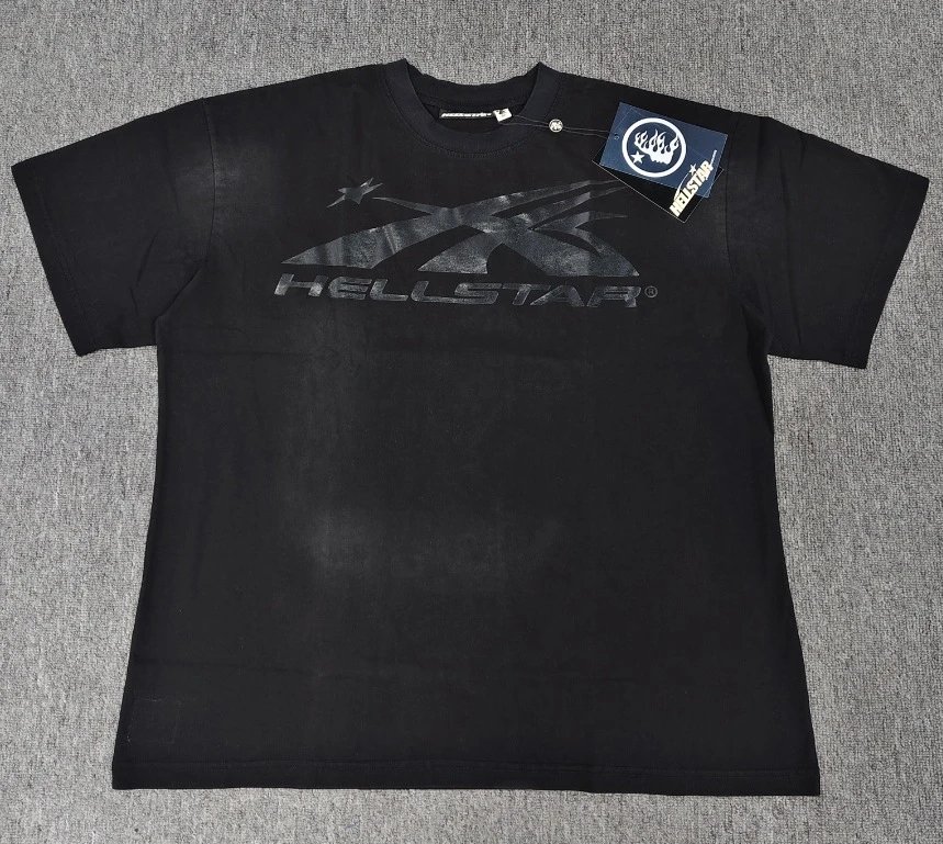 Hellstar Distressed Print High Street Style Black T-Shirt