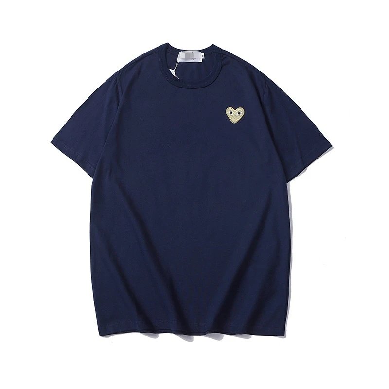 Comme des Garcons PLAY 2023-32 Blue Style 2332 Heart Logo T-Shirt Active Casual