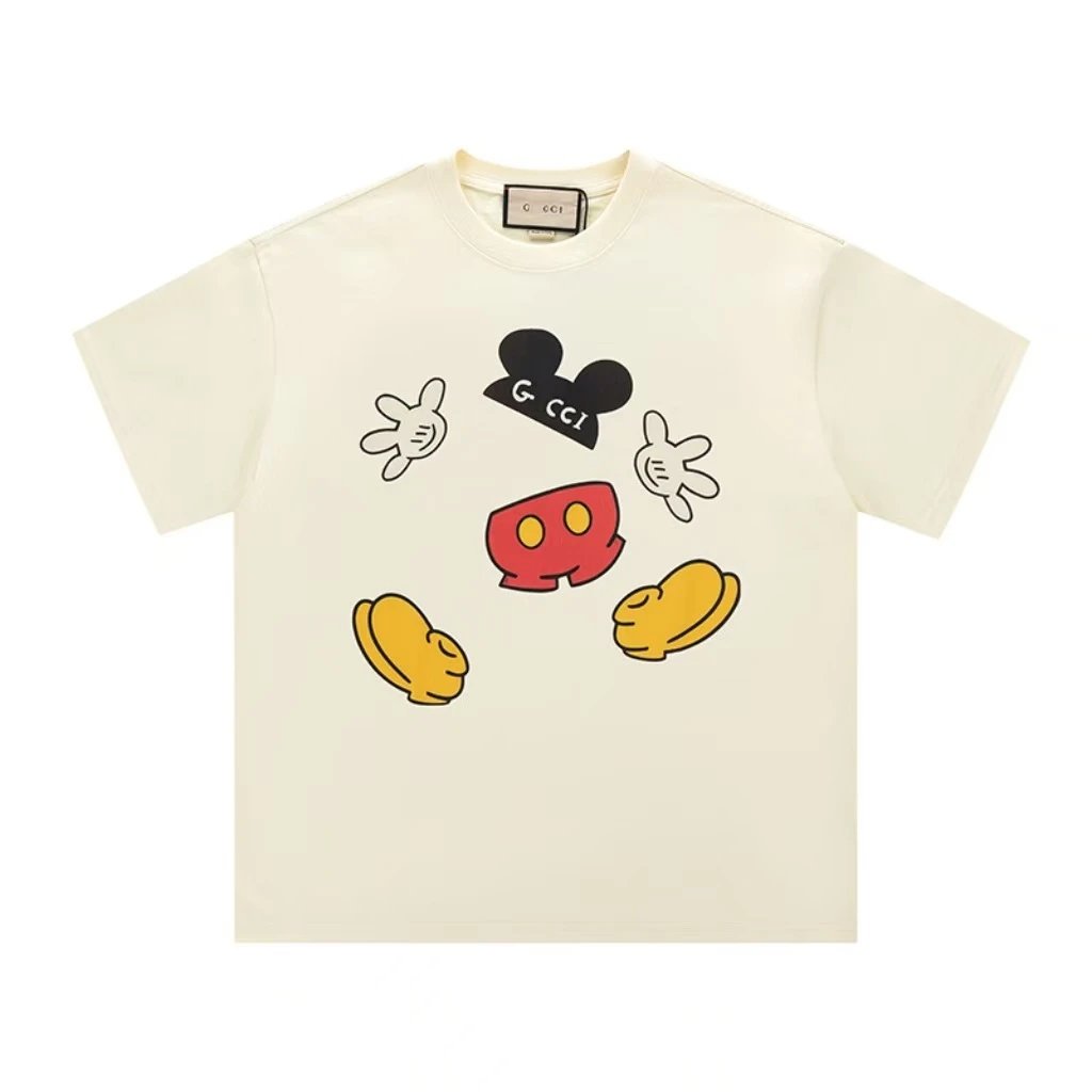Gucci x Mickey Mouse Co-branded Fun Trendy Style Off-white T-shirt