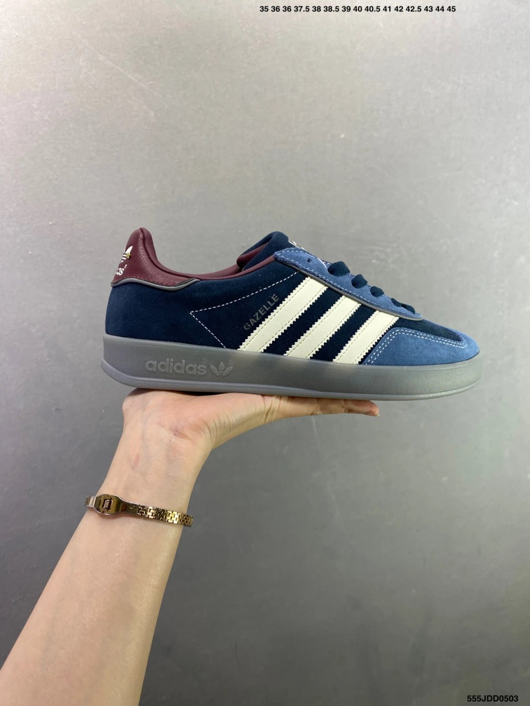 Adidas Suede Low-Top Sneakers with Three-Stripe Panels in Blue, Navy and White