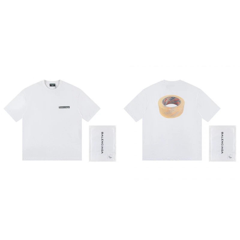 Balenciaga Tape Print Streetwear White T-Shirt