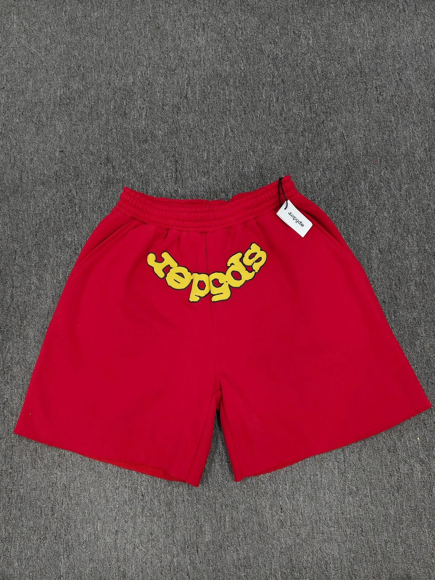 Sp5der Foam Print Street Style Red Casual Shorts