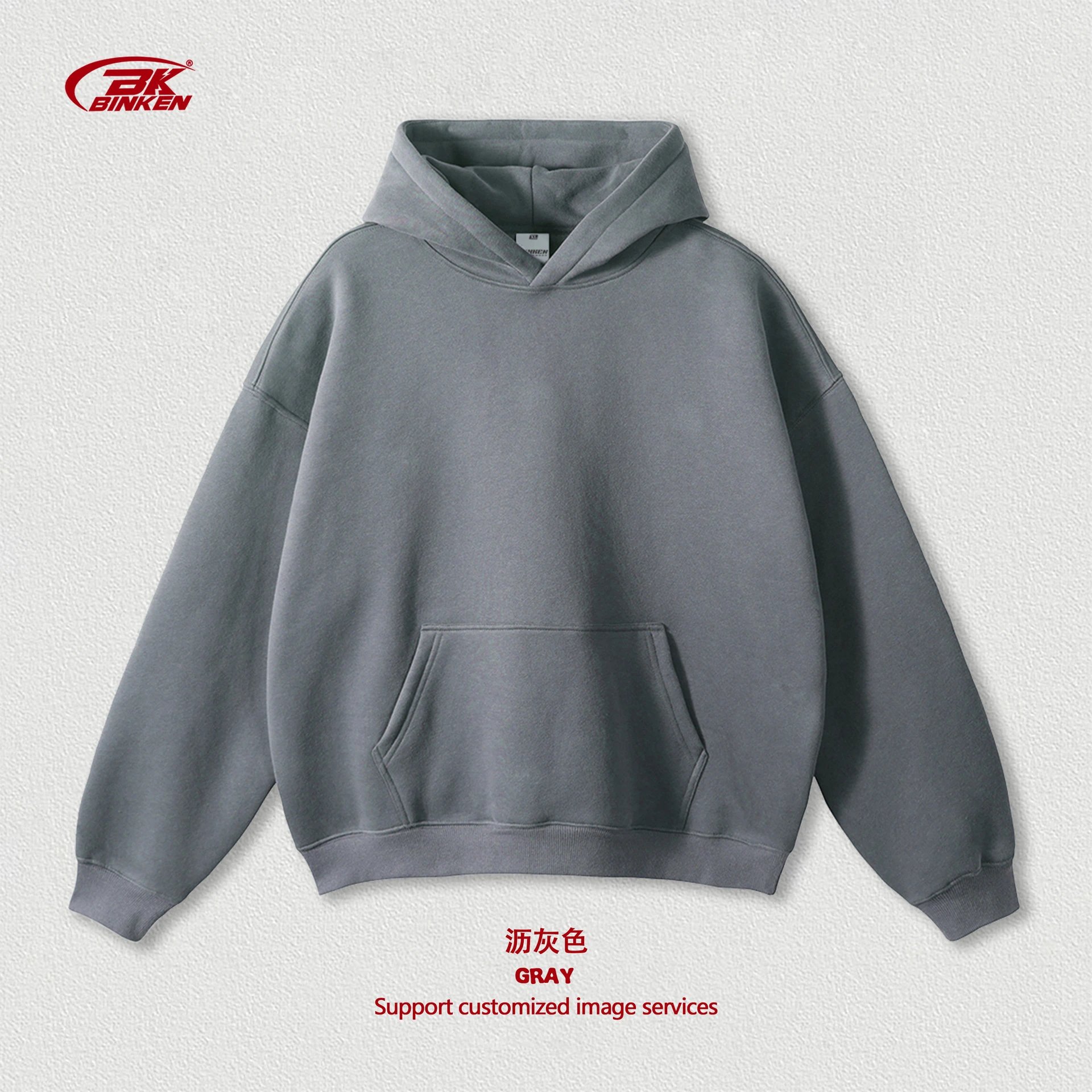 Casual Pullover hoodie Navy Blank Kangaroo for Streetwear Looks