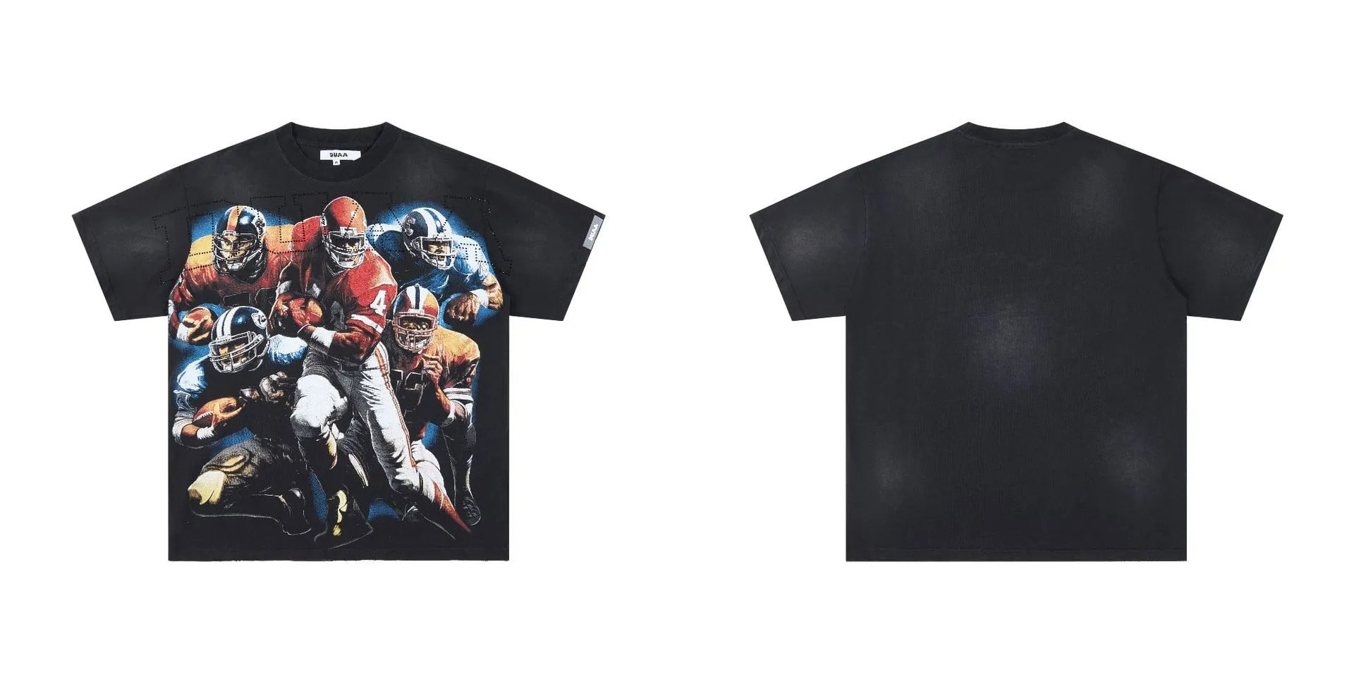 DUAA Rugby Print Retro Black T-Shirt