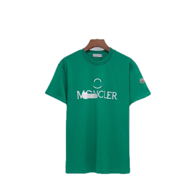 Moncler Embroidered Casual Style Green T-Shirt
