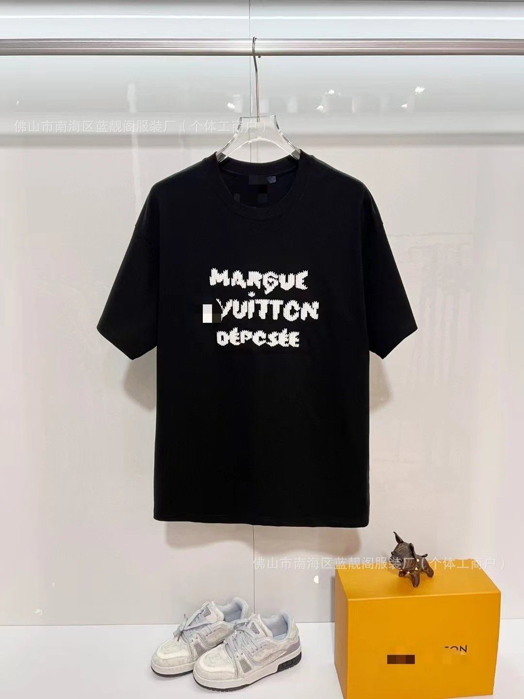 Louis Vuitton Letter Print Trendy Black Short-sleeve T-shirt