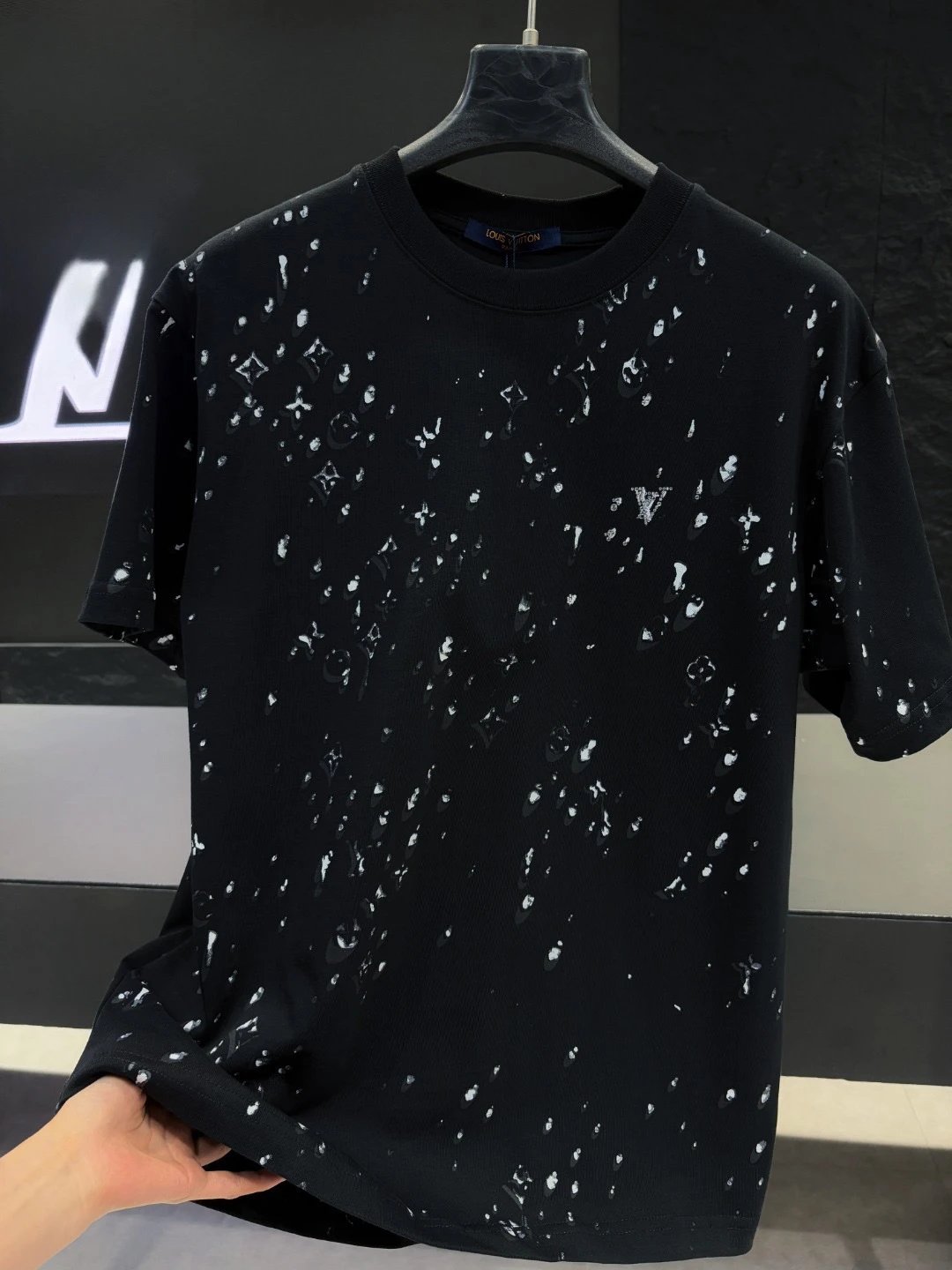 Louis Vuitton Monogram Ink-Splattered Trendy Cool Black Short-sleeve T-shirt