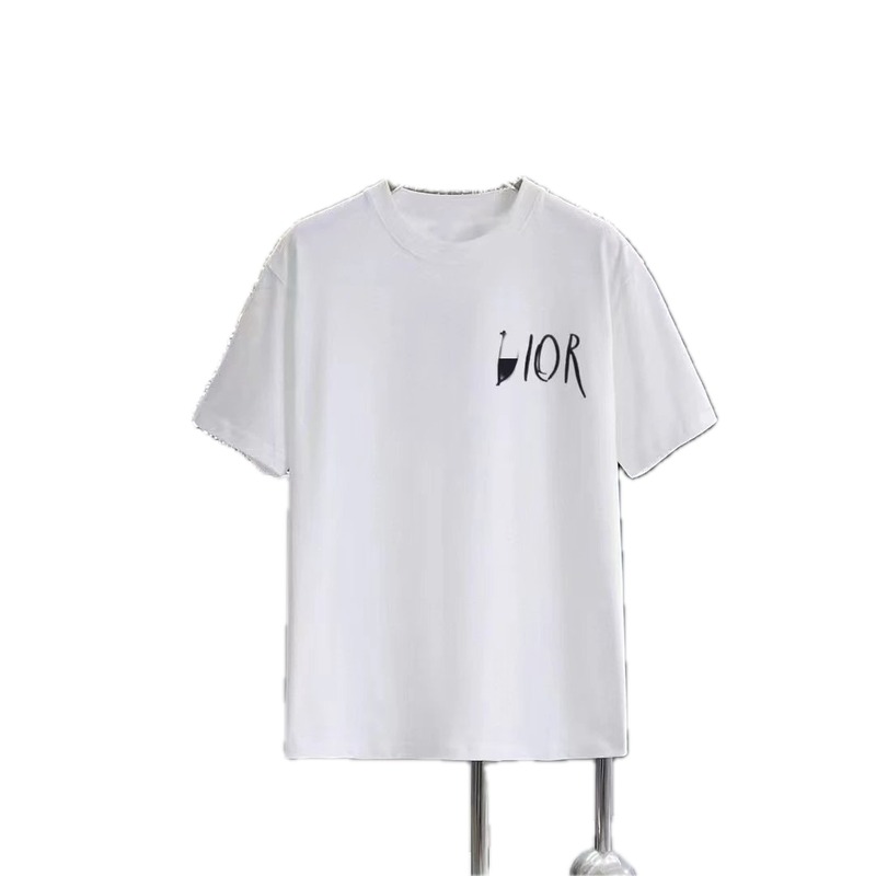 Dior Graffiti Casual Style White Short-sleeve T-shirt