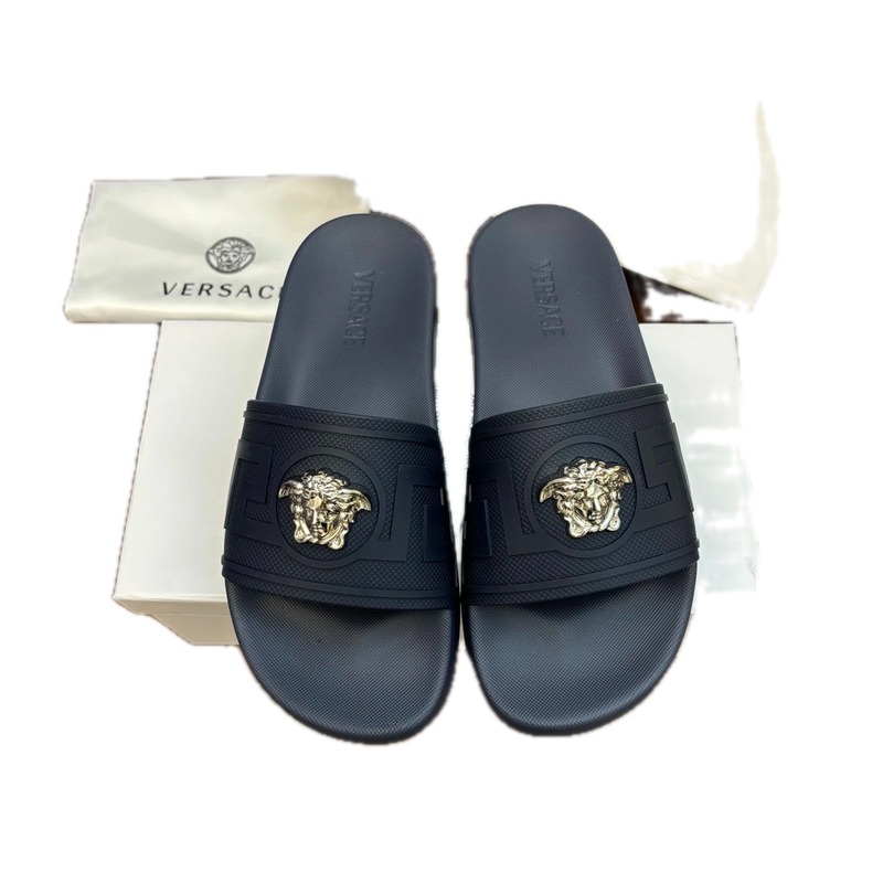 Versace Medusa Luxury Style Black Slide Sandals