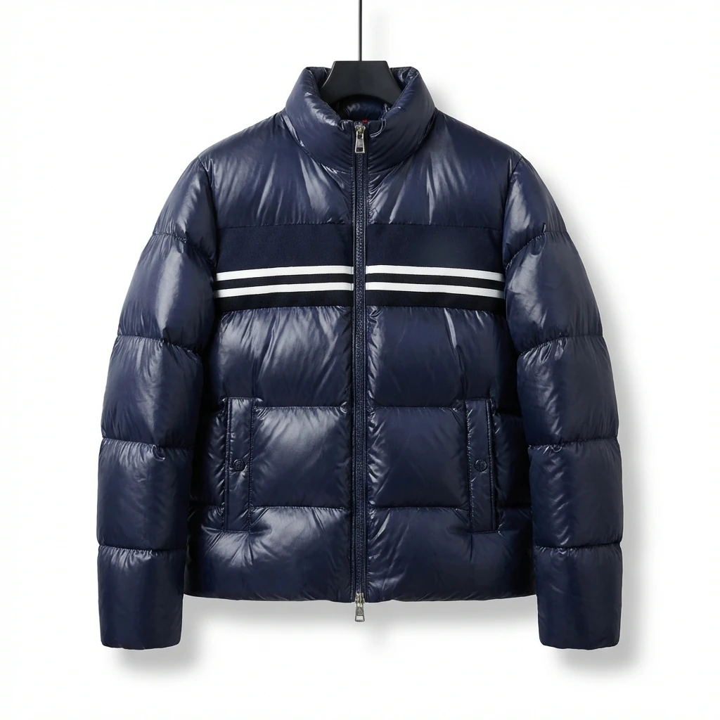 Gucci striped fashionable dark blue down jacket
