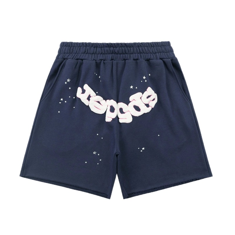 Sp5der Star Print Shorts (Navy Blue)
