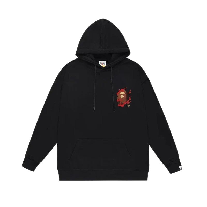 Bape Flame Wind Black Hoodie