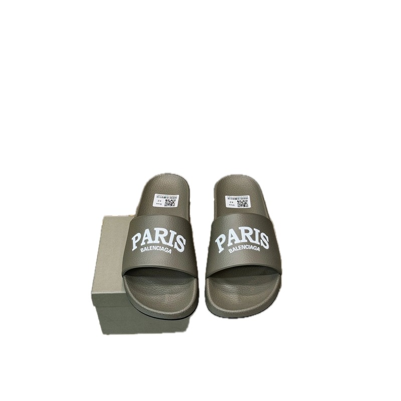 Balenciaga PARIS Trendy Military Gray Slippers