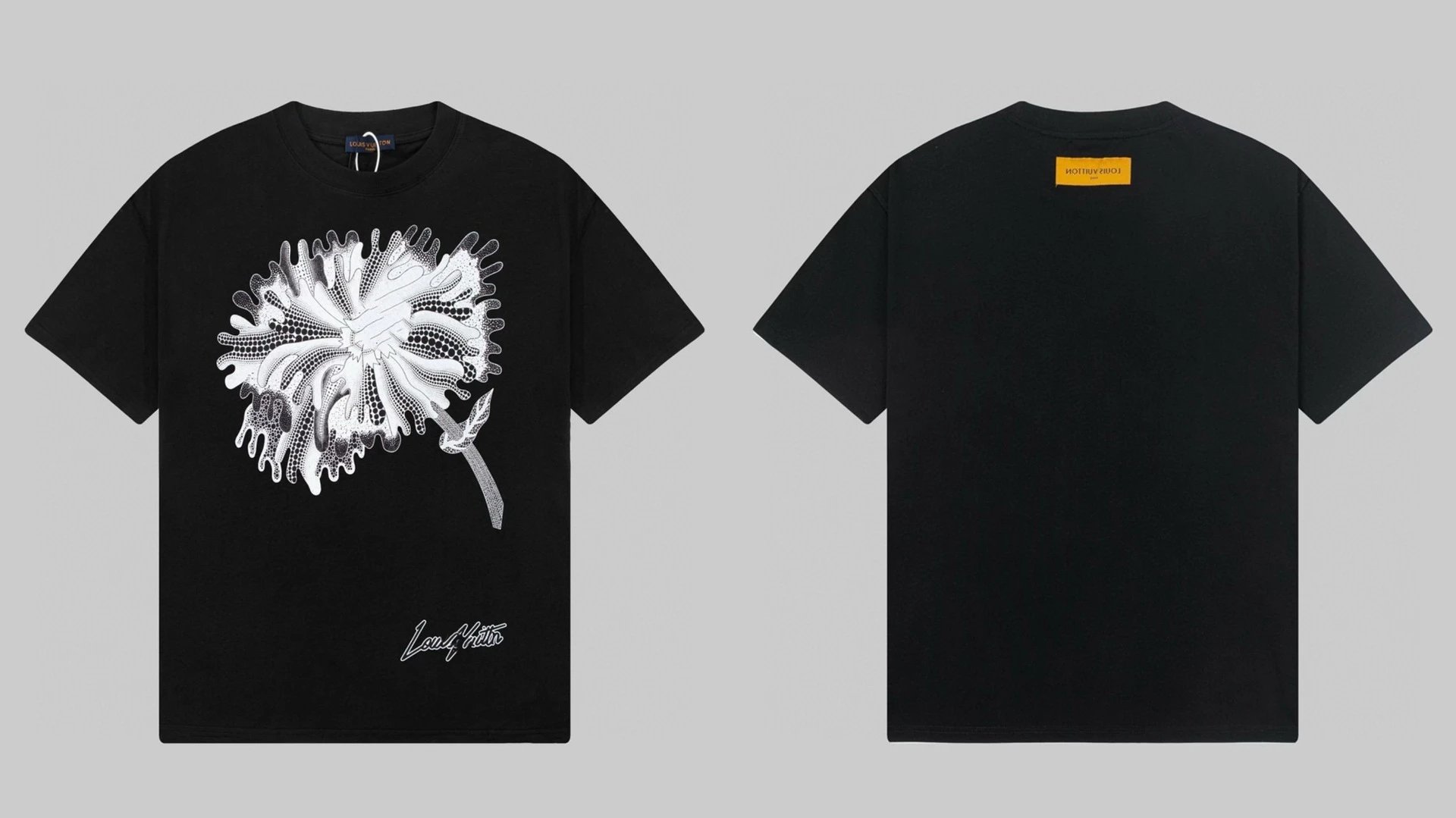 Louis Vuitton Dandelion Print Trendy Black T-Shirt