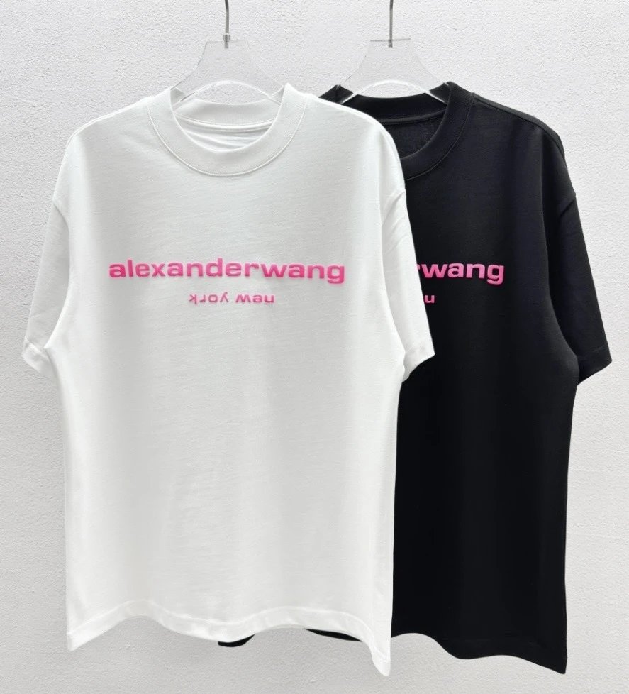Alexander Wang Flocked Minimalist Black and White Short-sleeve T-shirt