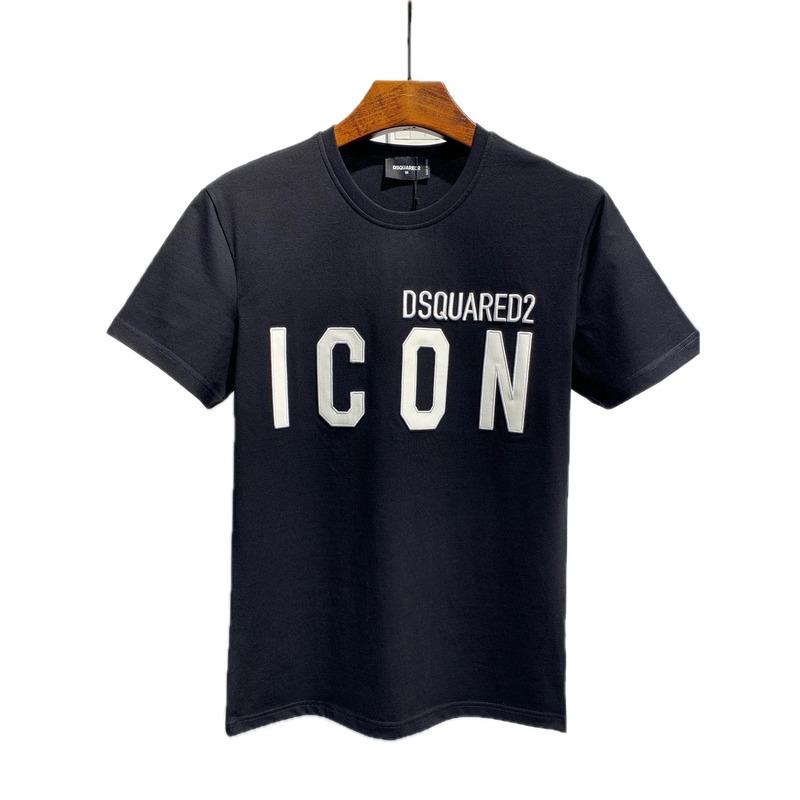 DSQ ICON Trendy Streetwear Style Black Short-sleeve T-shirt