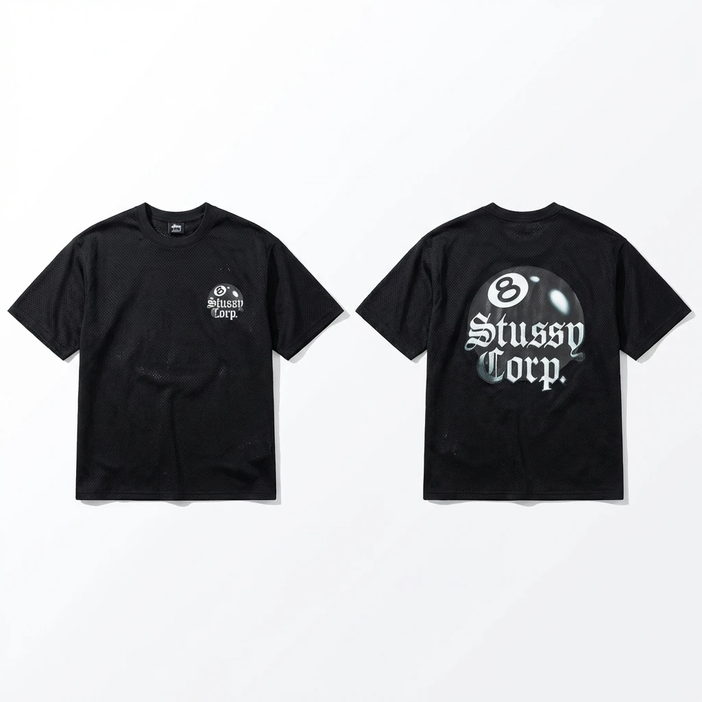 Stussy No.8 Retro Style Black T-shirt
