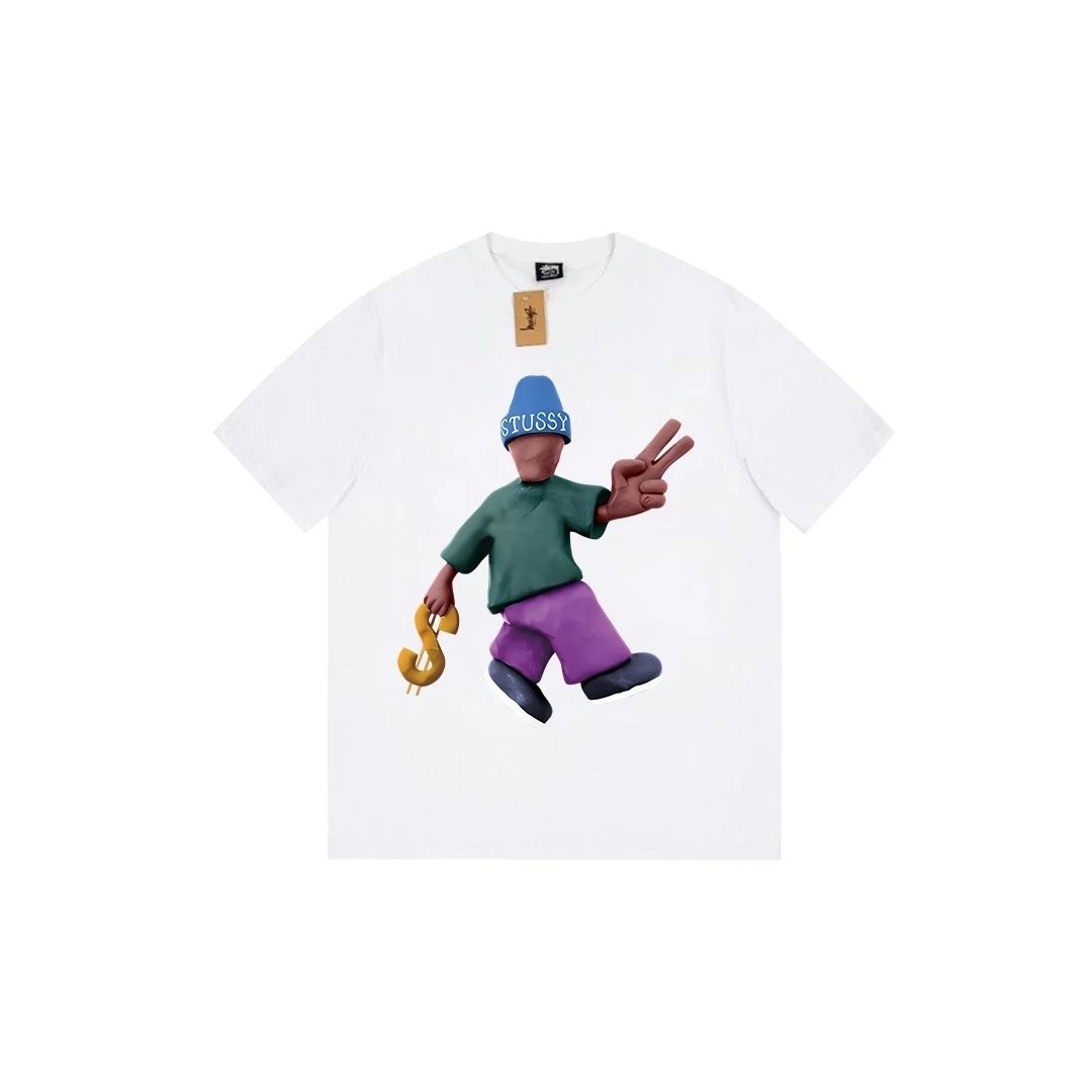 Stussy Relaxed Graphic T-shirt Black White Stussy with Designer-Inspired Detail