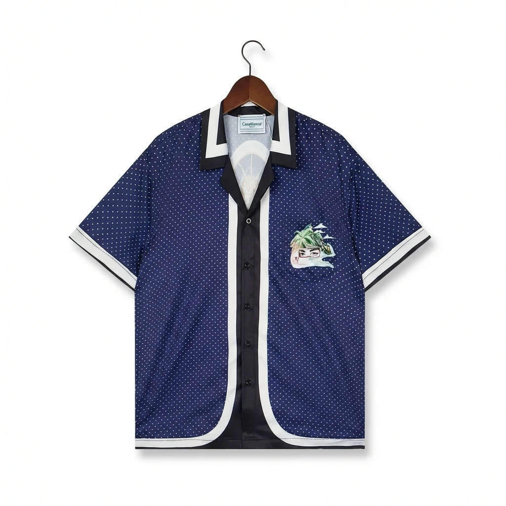 Casablanca polka dot retro blue shirt