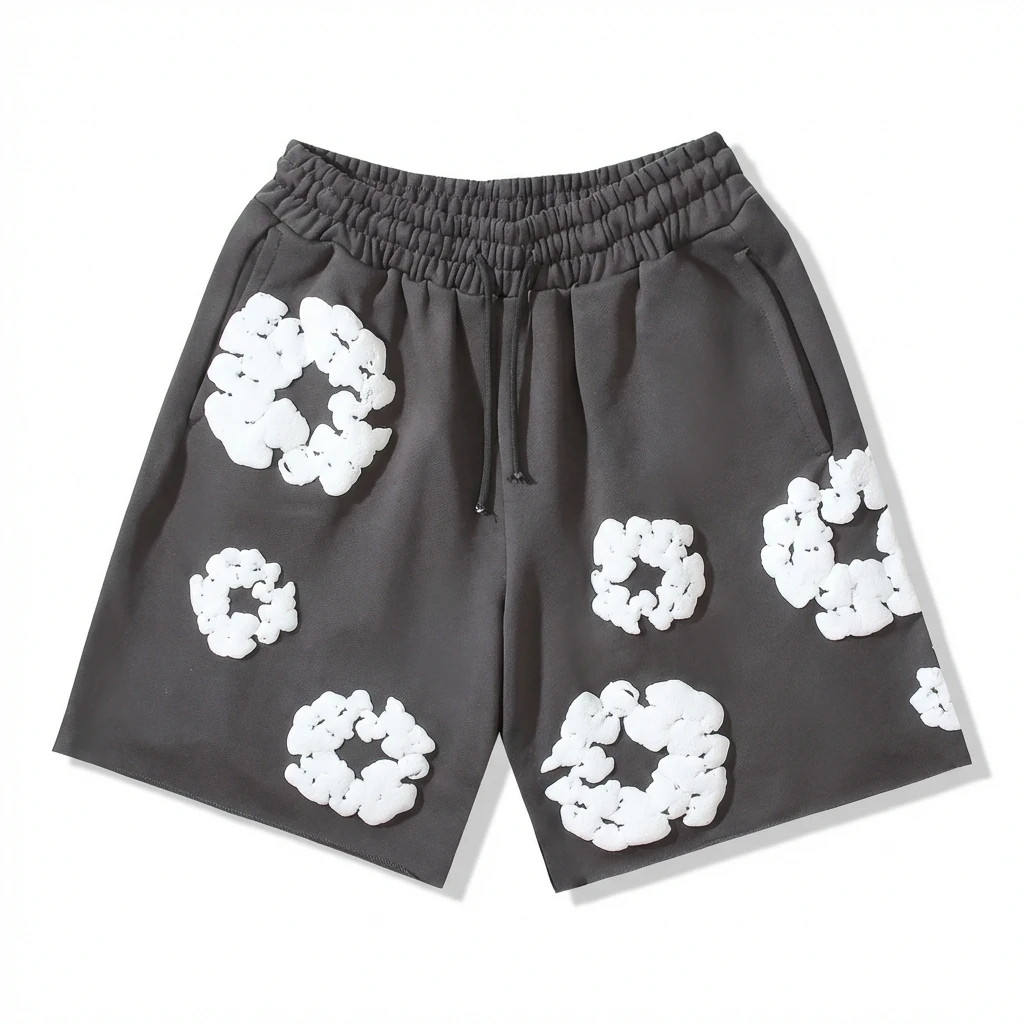 DENIM TEARS Flower Style Black Shorts