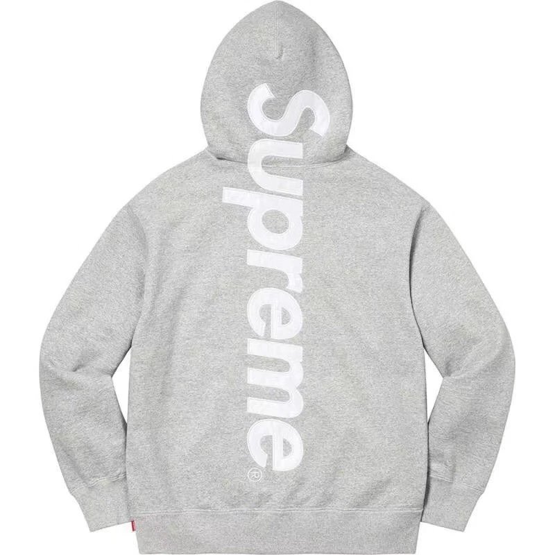 Supreme Relaxed Logo hoodie Gray Red Oversized with Designer-Inspired Detail