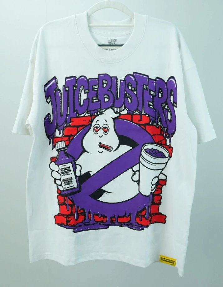 American Streetwear Brand Ghost Print White Short-sleeve T-shirt