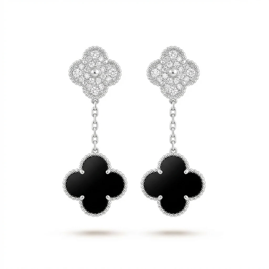 Van Cleef & Arpels Alhambra Black Onyx Earrings