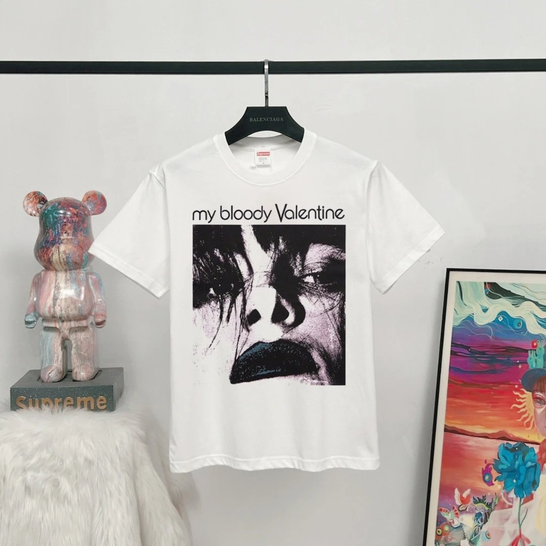 Supreme Valentine's Day Co-branded Vintage Style White T-Shirt