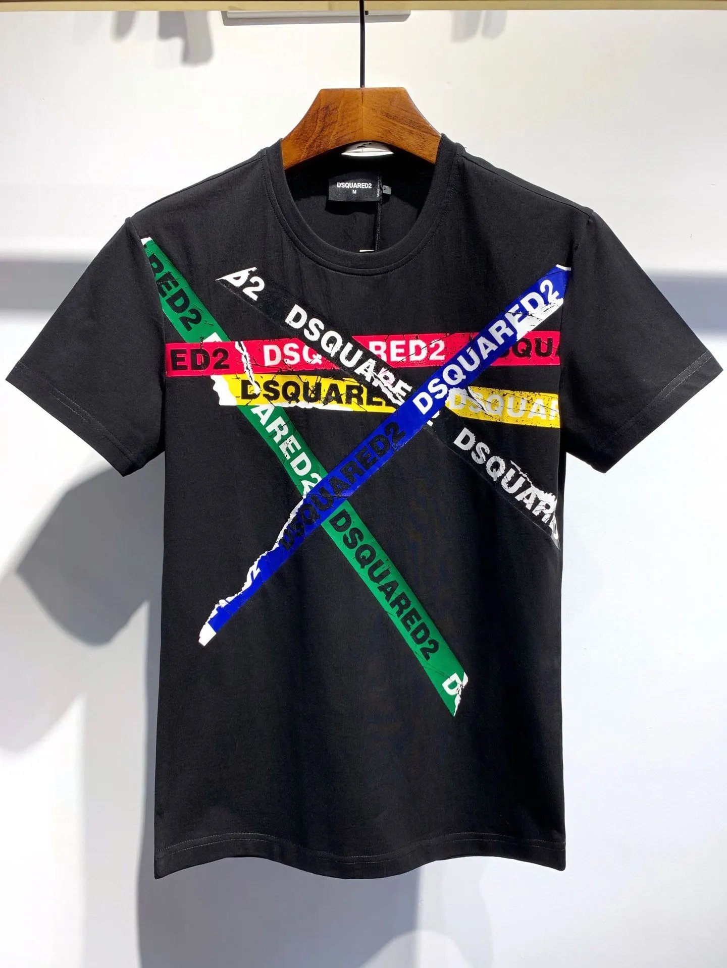 DSQ2 Cross Print Street Style Black T-Shirt