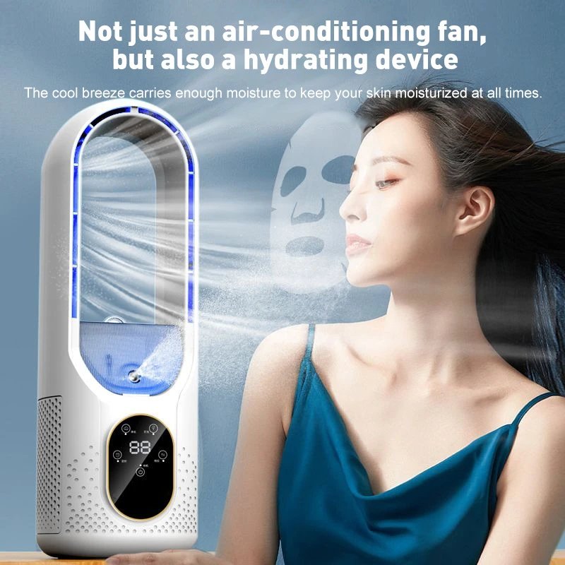 Daily Misting Bladeless Fan For Misting Comfort White Bladeless