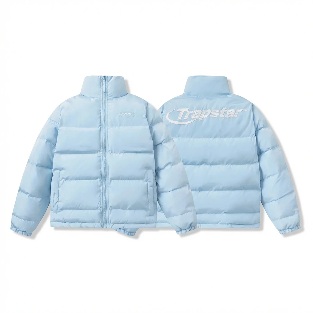 Trapstar trendy and cool style light blue down jacket
