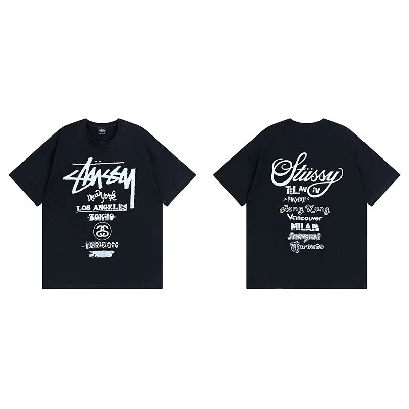 Stussy Black Spider Graphic T-Shirt Bold Graphic Logo