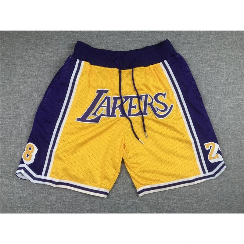 Lakers Streetwear Basketball shorts Yellow Lakers Mesh with Logo Accent