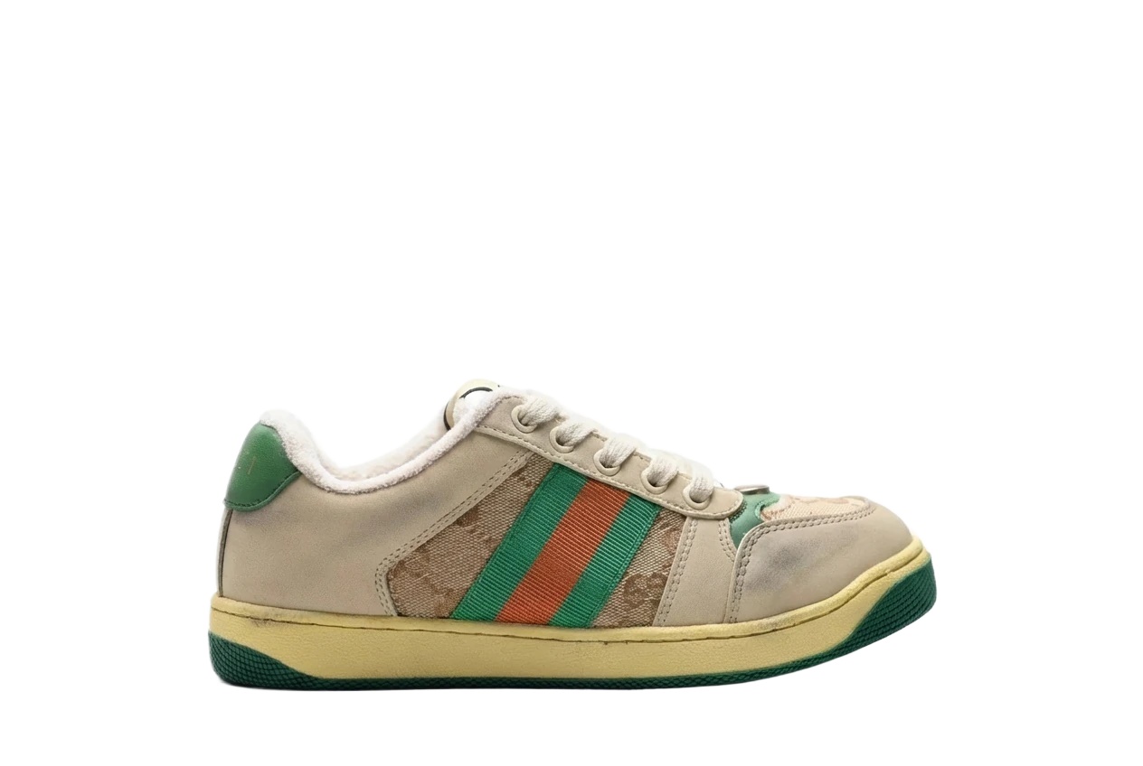 Gucci retro-style beige-green sports shoes