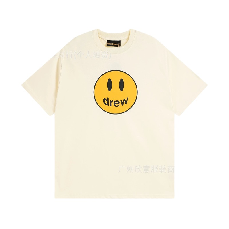 DREW Smiley Street Style Off-white Short Sleeve T-Shirt