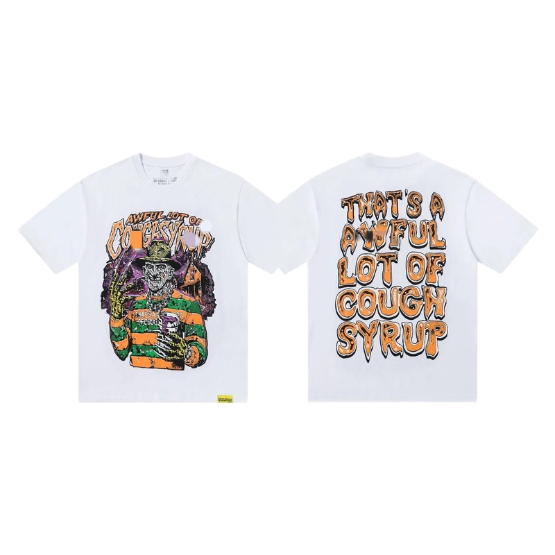 COUGH SYRUP Horror Print Street Style White T-shirt