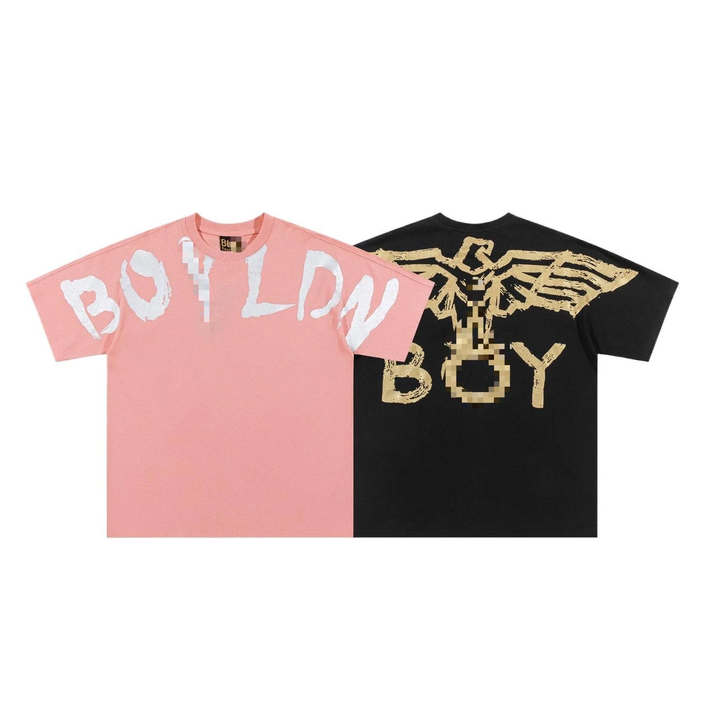 BOY Gold Foil Flying Eagle Street Style Two-tone Short-sleeve T-shirt