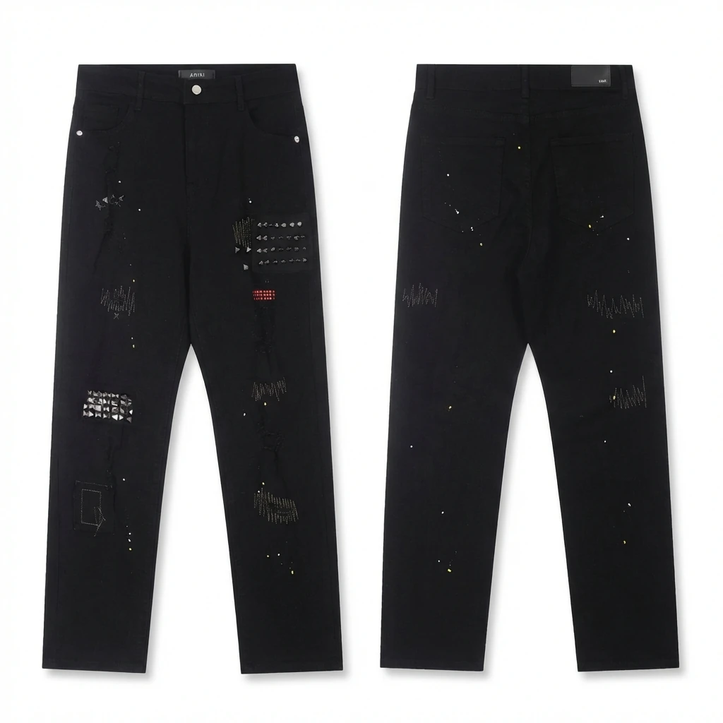 AMIRI Rivet Punk Style Black Pants