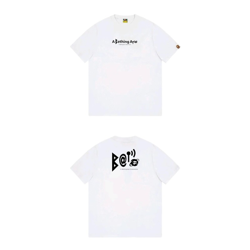 Bape letter print simple white T-shirt