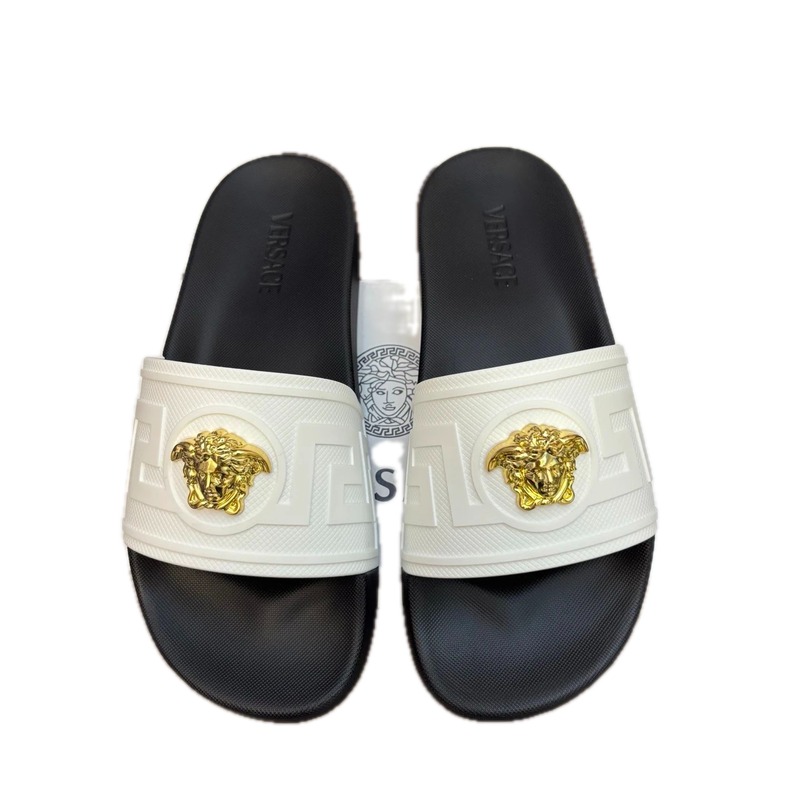 Versace Medusa Luxury Style White and Black Slides