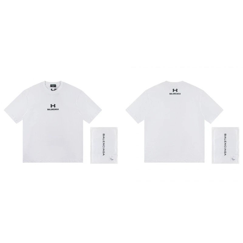 Balenciaga Co-branded Trendy Printed White T-Shirt