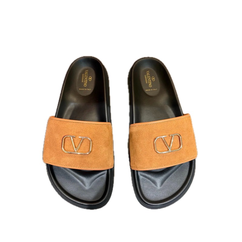 Valentino V-logo Affordable Luxury Style Camel Slide Sandals