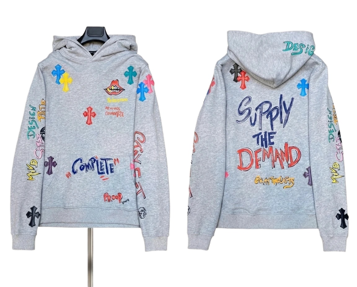 Chrome Hearts Graffiti Style Grey Hoodie