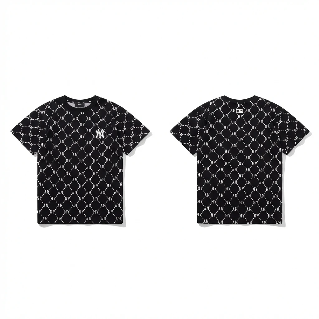 MLB full - print style black T - shirt
